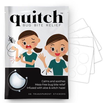 quitch Mückenstich-Pflaster für Kinder & Babys – Hydrocortison-freie Alternative, arzneimittelfreie Anti-Juckreiz-Sticker für Reisen, Camping & Outdoor-Spiele (36 Stück)