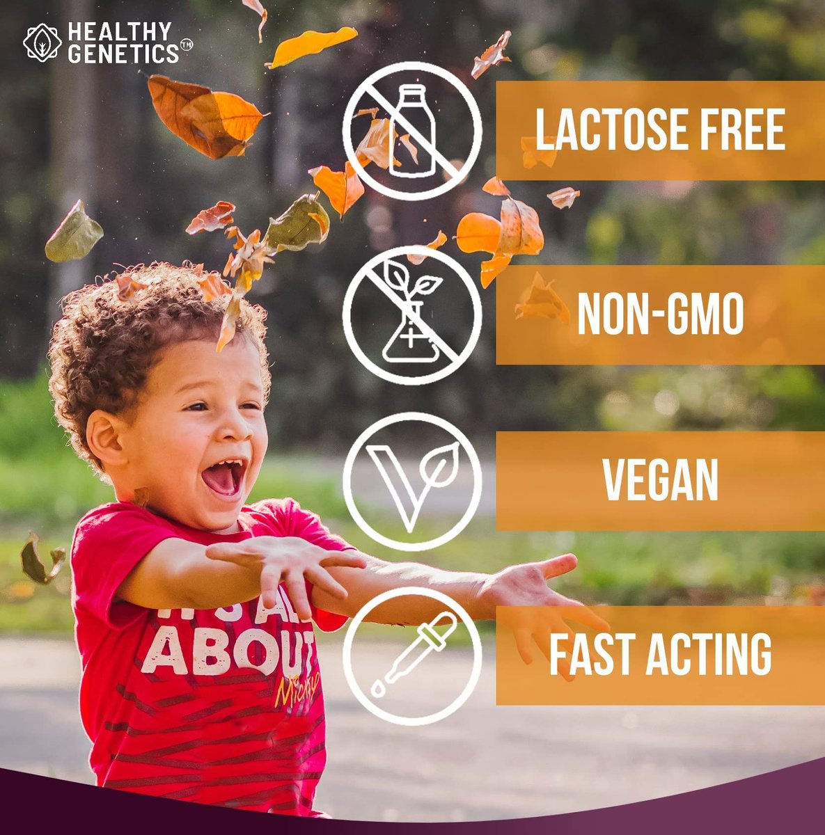 Healthy Genetics Flüssiges Probiotikum für Kinder & Kleinkinder | + Präbiotikum + Ingwerwurzel | Acidophilus Probiotikum | Laktosefrei | Vegan | Ohne Gentechnik | Glutenfrei | 30-60 Portionen
