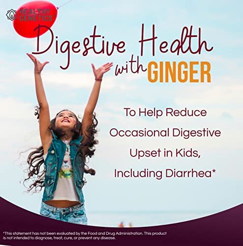 Healthy Genetics Flüssiges Probiotikum für Kinder & Kleinkinder | + Präbiotikum + Ingwerwurzel | Acidophilus Probiotikum | Laktosefrei | Vegan | Ohne Gentechnik | Glutenfrei | 30-60 Portionen