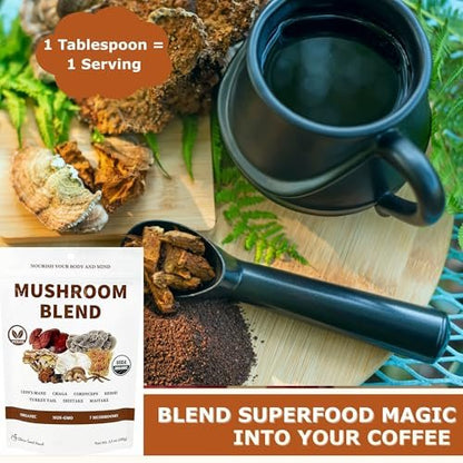 Cherie Sweet Heart 7 Mushroom Extract Powder – USDA Bio Superfood Mischung mit Löwenmähne, Reishi, Cordyceps, Maitake, Shiitake, Truthahnschwanz & Chaga – Vegan, Non-GMO, Glutenfrei – 3,5 oz