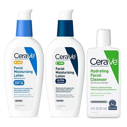 CeraVe AM & PM Hautpflege-Routine mit SPF | Reiseset (3er-Pack)