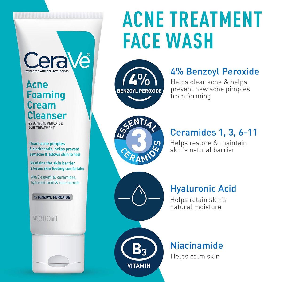 CeraVe Akne Hautpflege Set: Reiniger, Retinol Serum & Feuchtigkeitscremes mit LSF 30