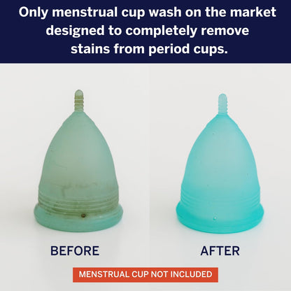 Pixie Cup Fleckenentferner – Der einzige Sterilisator-Reiniger, der Flecken von wiederverwendbaren Menstruationstassen und -scheiben entfernt – Organische und natürliche Inhaltsstoffe für die Intimhygiene (5 Beutel)