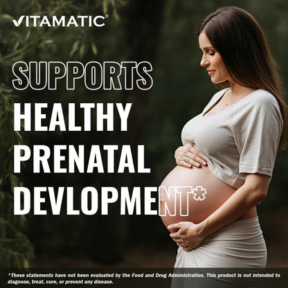 Vitamatic Folsäure 1000 mcg (1 mg) – 240 Vegetarische Tabletten (2er-Pack) 1667 mcg DFE – Vitamin B9 für pränatale, Herz- und Zellgesundheit