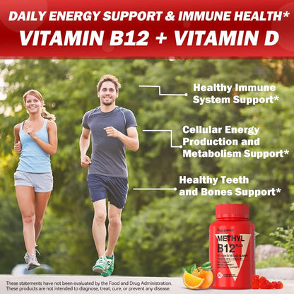 VEGEPOWER Vitamin B12 D3 Vegan Gummies – 90 Stück | 1000 µg Methyl-B12 & 5000 IE Vitamin D Gummibärchen für Erwachsene & Kinder – Immunsystem & tägliche Energie – Ohne Gelatine, Orange