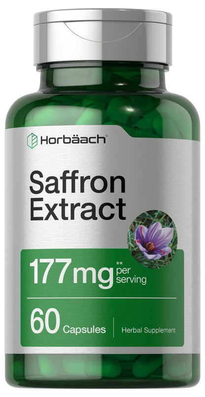 Horbäach Safran Extrakt Kapseln | 60 Kapseln | Für Frauen und Männer | Nicht-GVO, Glutenfrei