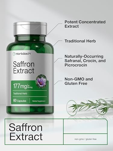 Horbäach Safran Extrakt Kapseln | 60 Kapseln | Für Frauen und Männer | Nicht-GVO, Glutenfrei