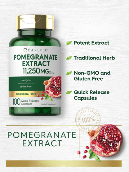 Carlyle Granatapfel-Extrakt | 100 Kapseln | Traditionelles Kraut | Non-GMO, Glutenfrei