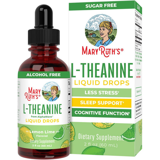 MaryRuth's L-Theanin 200mg flüssige Tropfen – Stimmungsunterstützung für Erwachsene & Kinder, Konzentrationshilfe, natürliche Schlafunterstützung, vegan, non-GMO, glutenfrei, 30 Portionen