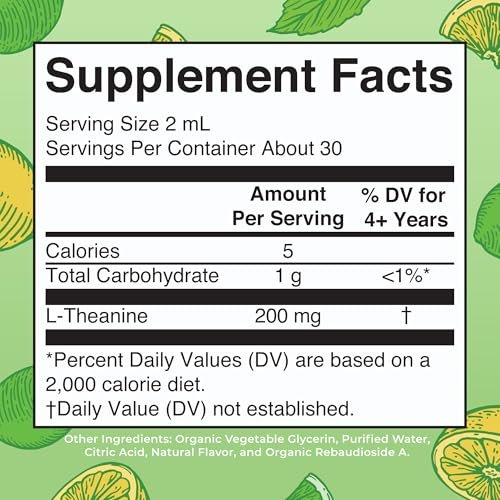 MaryRuth's L-Theanin 200mg flüssige Tropfen – Stimmungsunterstützung für Erwachsene & Kinder, Konzentrationshilfe, natürliche Schlafunterstützung, vegan, non-GMO, glutenfrei, 30 Portionen