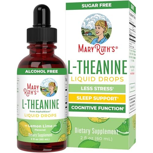 MaryRuth's L-Theanin 200mg flüssige Tropfen – Stimmungsunterstützung für Erwachsene & Kinder, Konzentrationshilfe, natürliche Schlafunterstützung, vegan, non-GMO, glutenfrei, 30 Portionen