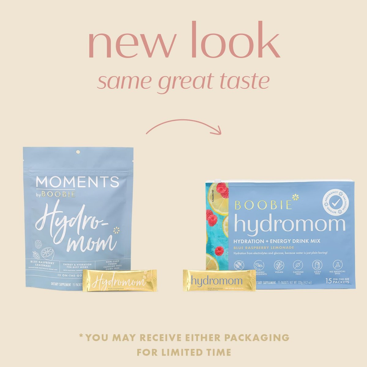 Boobie Hydromom Superfood Elektrolyt-Getränkepulver, Blaubeer-Himbeer-Limonade | Erfrischende Energie & Hydration für Mamas | Praktisch für Schwangerschaft, Stillzeit & mehr, 15 Portionsbeutel