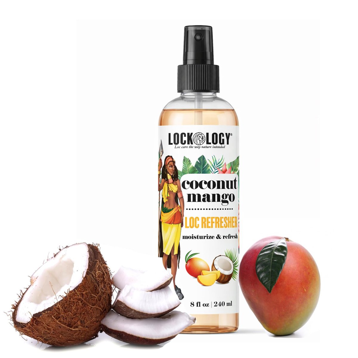 Lockology Kokosnuss Mango Loc Spray – Feuchtigkeitsspray für Dreadlocks, tägliches Pflegespray für natürliche Locs
