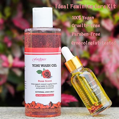 Feminine Wash & Yoni Oil Set – Intimwaschgel & Pflegeöl für das pH-Gleichgewicht der Frau, 200 ml + 30 ml