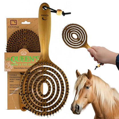 Epona Queens Mähnen- & Schweifbürste aus Weizenstroh – Sanfte Pflege für Pferdehaar