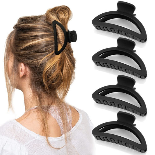 Canitor Haarklammern Set - 4 Stück Schwarze Acryl Halbkreis Klammern für Dickes & Dünnes Haar, Damen Haaraccessoires