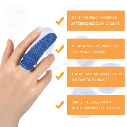 Nuanchu 40 Stück Fingerverband Fingerkuppenschutz Atmungsaktive Fingerbandage für Wundversorgung, Baumwoll-Fingerspitzenabdeckungen, Einweg-Fingerlinge für Daumenverstauchungen, Gartenarbeit, Fitness (Weiß, Blau, 60 cm)