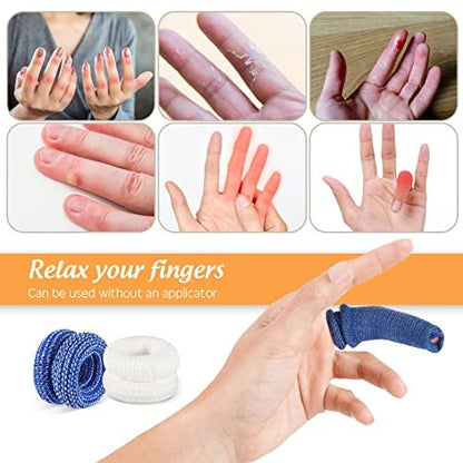 Nuanchu 40 Stück Fingerverband Fingerkuppenschutz Atmungsaktive Fingerbandage für Wundversorgung, Baumwoll-Fingerspitzenabdeckungen, Einweg-Fingerlinge für Daumenverstauchungen, Gartenarbeit, Fitness (Weiß, Blau, 60 cm)