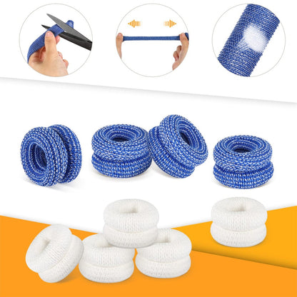 Nuanchu 40 Stück Fingerverband Fingerkuppenschutz Atmungsaktive Fingerbandage für Wundversorgung, Baumwoll-Fingerspitzenabdeckungen, Einweg-Fingerlinge für Daumenverstauchungen, Gartenarbeit, Fitness (Weiß, Blau, 60 cm)
