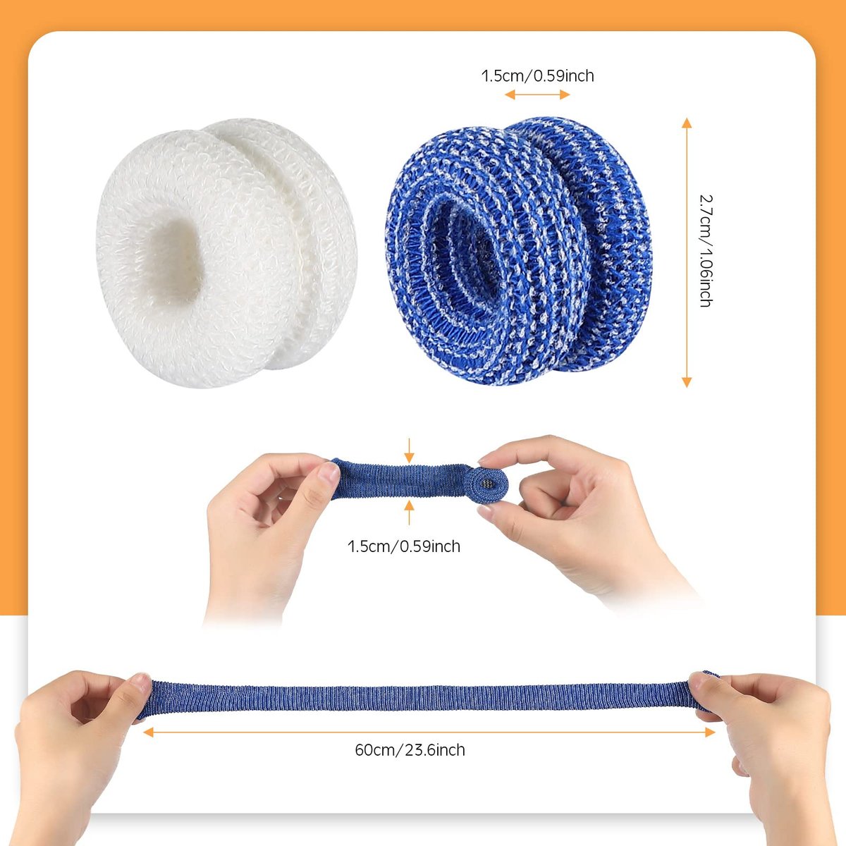 Nuanchu 40 Stück Fingerverband Fingerkuppenschutz Atmungsaktive Fingerbandage für Wundversorgung, Baumwoll-Fingerspitzenabdeckungen, Einweg-Fingerlinge für Daumenverstauchungen, Gartenarbeit, Fitness (Weiß, Blau, 60 cm)