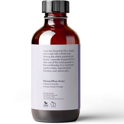 Pure Body Naturals French Lavendel Ätherisches Öl Blend, 118 ml - für Aromatherapie, Seifenherstellung und DIY Haut- und Haarpflegeprodukte