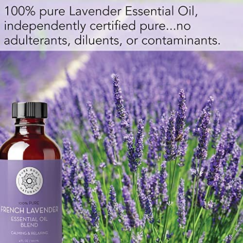 Pure Body Naturals French Lavendel Ätherisches Öl Blend, 118 ml - für Aromatherapie, Seifenherstellung und DIY Haut- und Haarpflegeprodukte