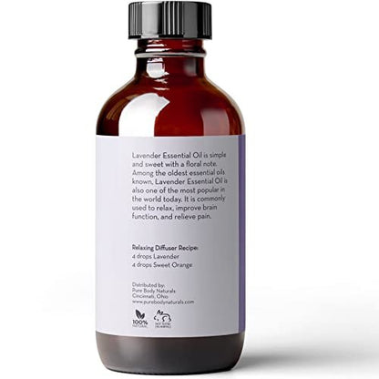 Pure Body Naturals French Lavendel Ätherisches Öl Blend, 118 ml - für Aromatherapie, Seifenherstellung und DIY Haut- und Haarpflegeprodukte