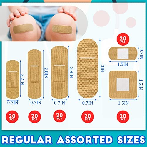 BBTO Flexible Fabric Pflaster in verschiedenen Größen – 180 Stück atmungsaktive Wundpflaster für Fingerkuppen, Knöchel und mehr