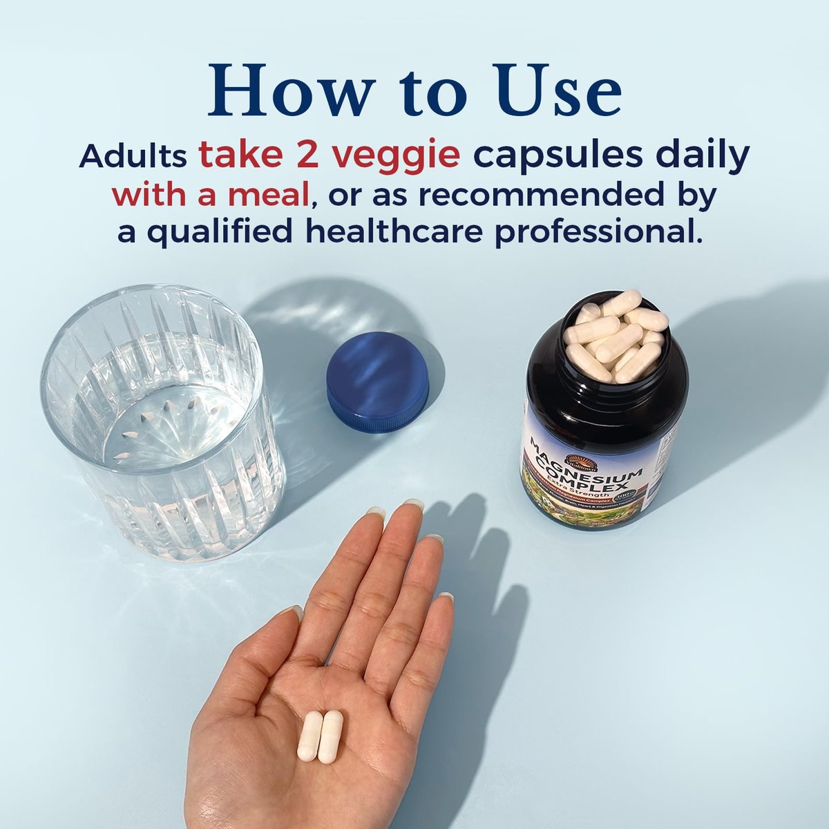 Vitalitown Magnesium Komplex | 300 mg elementares Magnesium | Magnesiumcitrat, Glycinat, Taurat, Malat | Non-GMO, glutenfrei, 90 vegane Kapseln für Knochen, Gehirn, Herz
