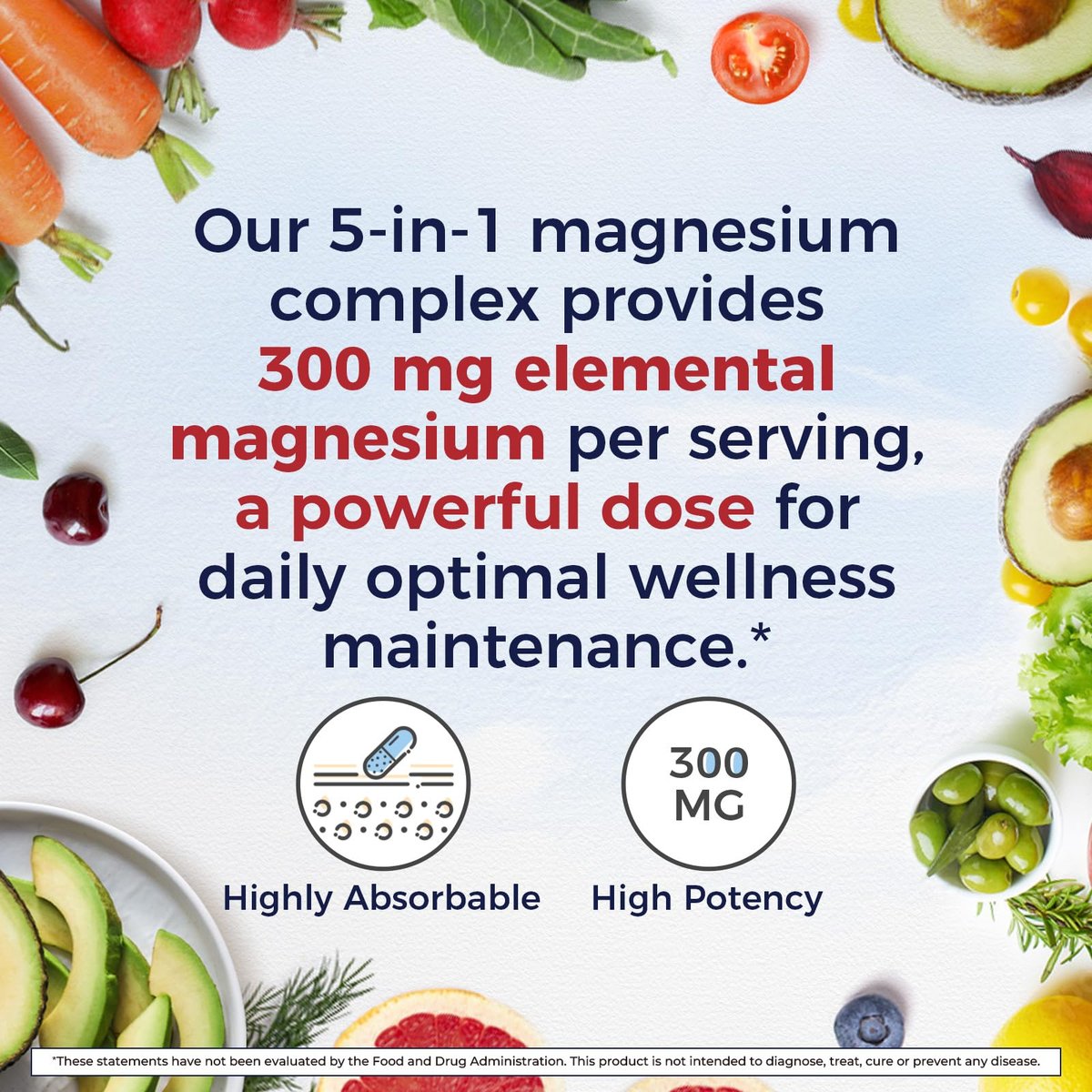 Vitalitown Magnesium Komplex | 300 mg elementares Magnesium | Magnesiumcitrat, Glycinat, Taurat, Malat | Non-GMO, glutenfrei, 90 vegane Kapseln für Knochen, Gehirn, Herz
