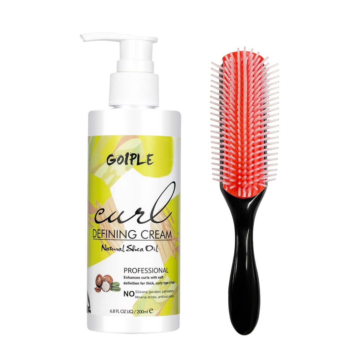 WOZUTUNT Curl Defining Cream – Lockencreme für welliges Haar, Anti-Frizz Haarglätter für alle natürlichen Lockentypen mit 9-reihiger Bürste, 2er-Pack (2x 100 ml)