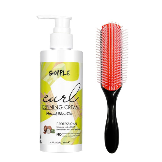 WOZUTUNT Curl Defining Cream – Lockencreme für welliges Haar, Anti-Frizz Haarglätter für alle natürlichen Lockentypen mit 9-reihiger Bürste, 2er-Pack (2x 100 ml)