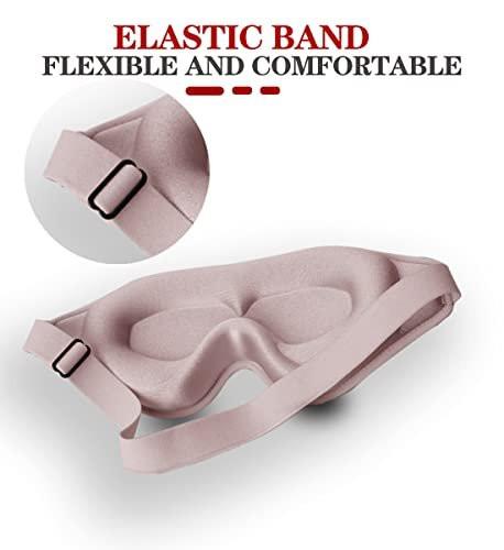 3D Schlafmaske mit Memory-Schaum – 99% Lichtblockade, Null Druck, verstellbar – für Damen und Herren (Pink)