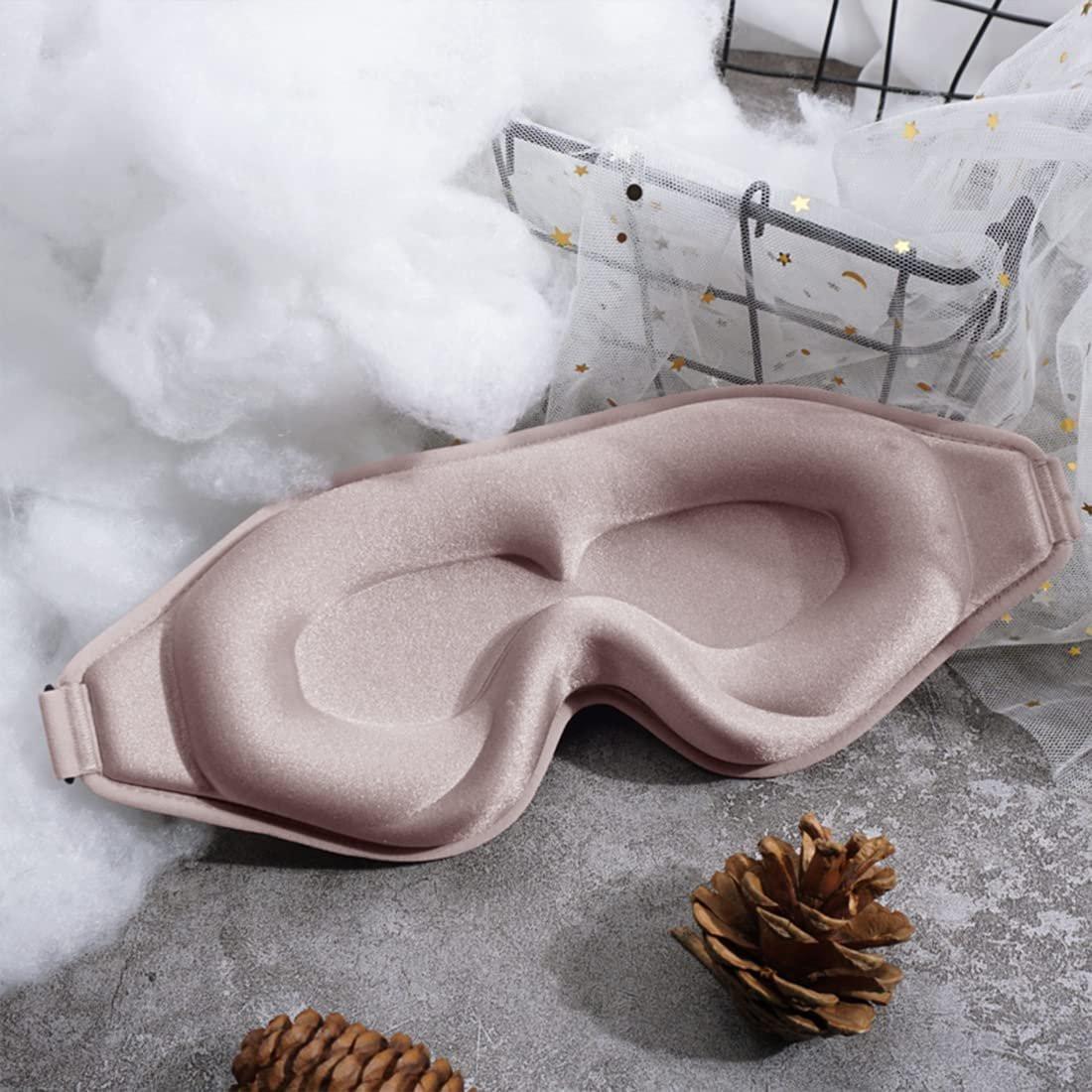 3D Schlafmaske mit Memory-Schaum – 99% Lichtblockade, Null Druck, verstellbar – für Damen und Herren (Pink)