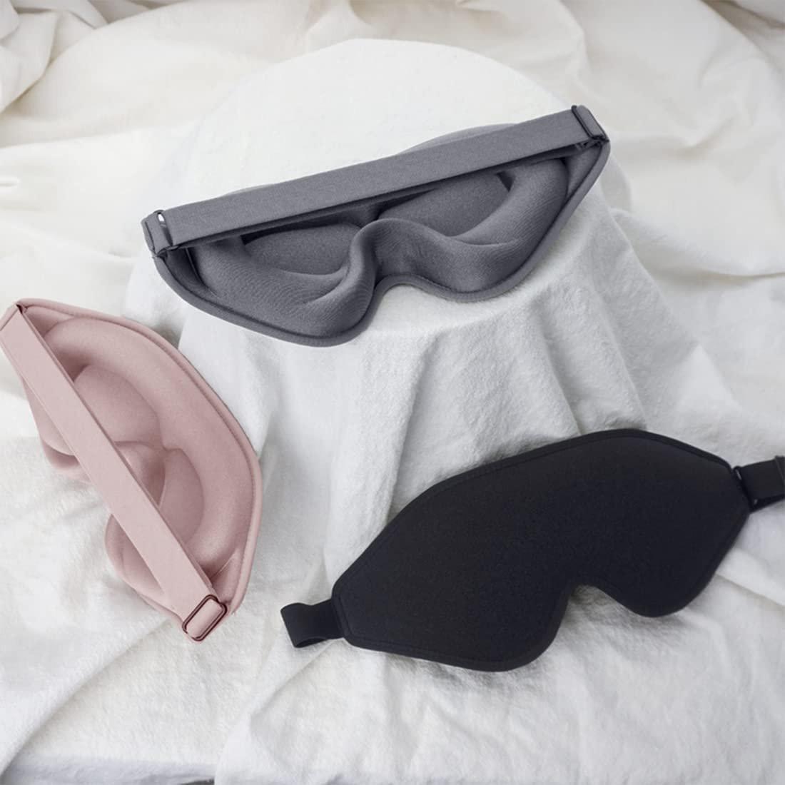 3D Schlafmaske mit Memory-Schaum – 99% Lichtblockade, Null Druck, verstellbar – für Damen und Herren (Pink)