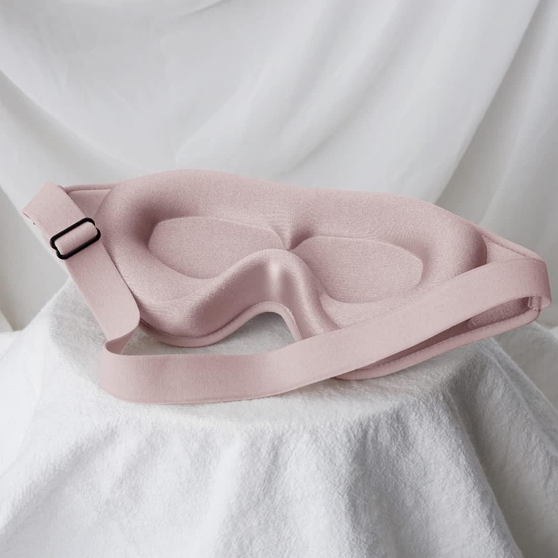 3D Schlafmaske mit Memory-Schaum – 99% Lichtblockade, Null Druck, verstellbar – für Damen und Herren (Pink)