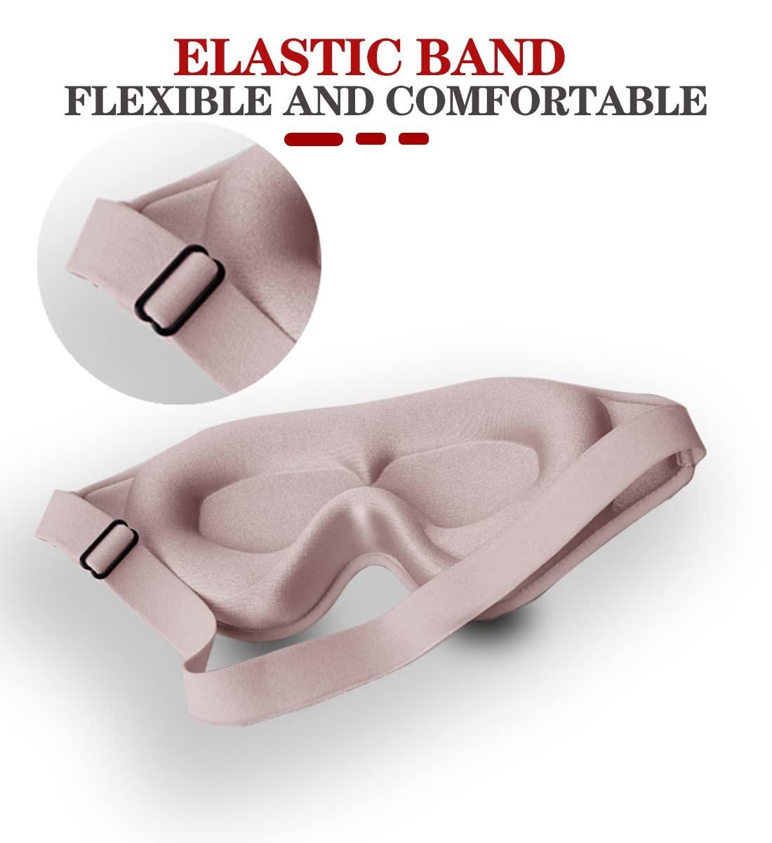 3D Schlafmaske mit Memory-Schaum – 99% Lichtblockade, Null Druck, verstellbar – für Damen und Herren (Pink)