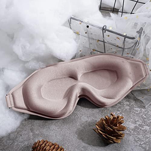 3D Schlafmaske mit Memory-Schaum – 99% Lichtblockade, Null Druck, verstellbar – für Damen und Herren (Pink)