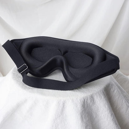 3D Schlafmaske mit Memory-Schaum – 99% Lichtblockade, Null Druck, verstellbar – für Herren, Damen, Reisen, Yoga (Schwarz)