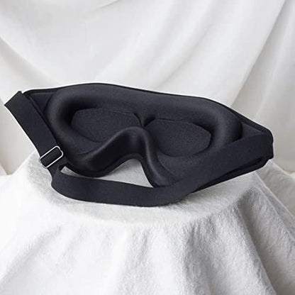 3D Schlafmaske mit Memory-Schaum – 99% Lichtblockade, Null Druck, verstellbar – für Herren, Damen, Reisen, Yoga (Schwarz)