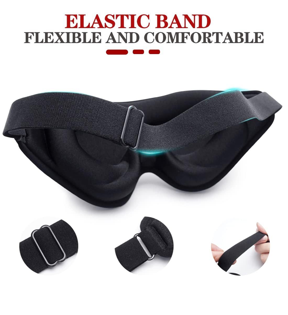 3D Schlafmaske mit Memory-Schaum – 99% Lichtblockade, Null Druck, verstellbar – für Herren, Damen, Reisen, Yoga (Schwarz)
