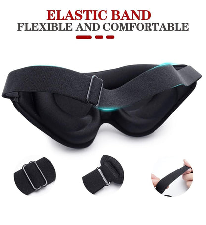3D Schlafmaske mit Memory-Schaum – 99% Lichtblockade, Null Druck, verstellbar – für Herren, Damen, Reisen, Yoga (Schwarz)