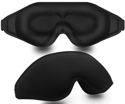 3D Schlafmaske mit Memory-Schaum – 99% Lichtblockade, Null Druck, verstellbar – für Herren, Damen, Reisen, Yoga (Schwarz)