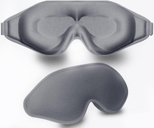 3D Tiefenkontur Schlafmaske – 99% Lichtblockade, Null Druck, Memory-Schaum, für Männer und Frauen (Grau)