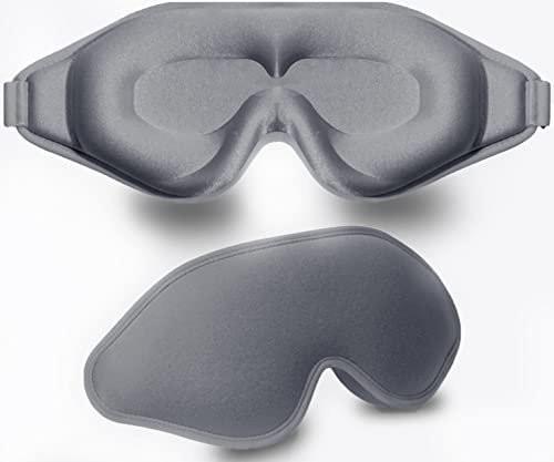 3D Tiefenkontur Schlafmaske – 99% Lichtblockade, Null Druck, Memory-Schaum, für Männer und Frauen (Grau)