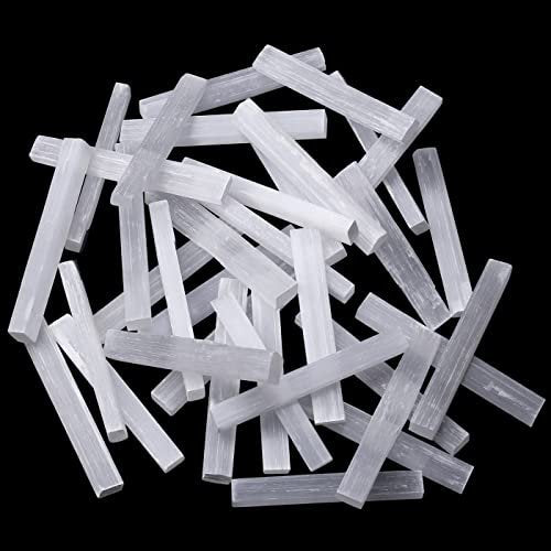 MAIBAOTA 4 Zoll Selenit-Kristallstab, Selenit-Sticks in Bulk, Selenit-Aufladeplatte, Reiki-Metaphysisches Zubehör, Wicca-Altar-Zubehör für Hexerei, 12 Stück