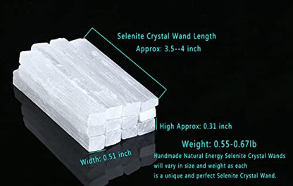 MAIBAOTA 4 Zoll Selenit-Kristallstab, Selenit-Sticks in Bulk, Selenit-Aufladeplatte, Reiki-Metaphysisches Zubehör, Wicca-Altar-Zubehör für Hexerei, 12 Stück