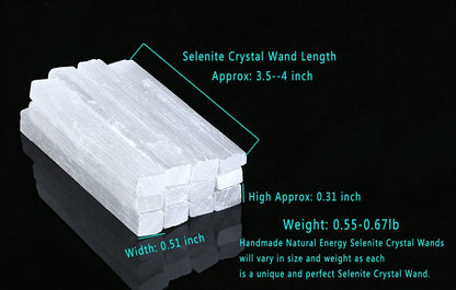 MAIBAOTA 4 Zoll Selenit-Kristallstab, Selenit-Sticks in Bulk, Selenit-Aufladeplatte, Reiki-Metaphysisches Zubehör, Wicca-Altar-Zubehör für Hexerei, 12 Stück
