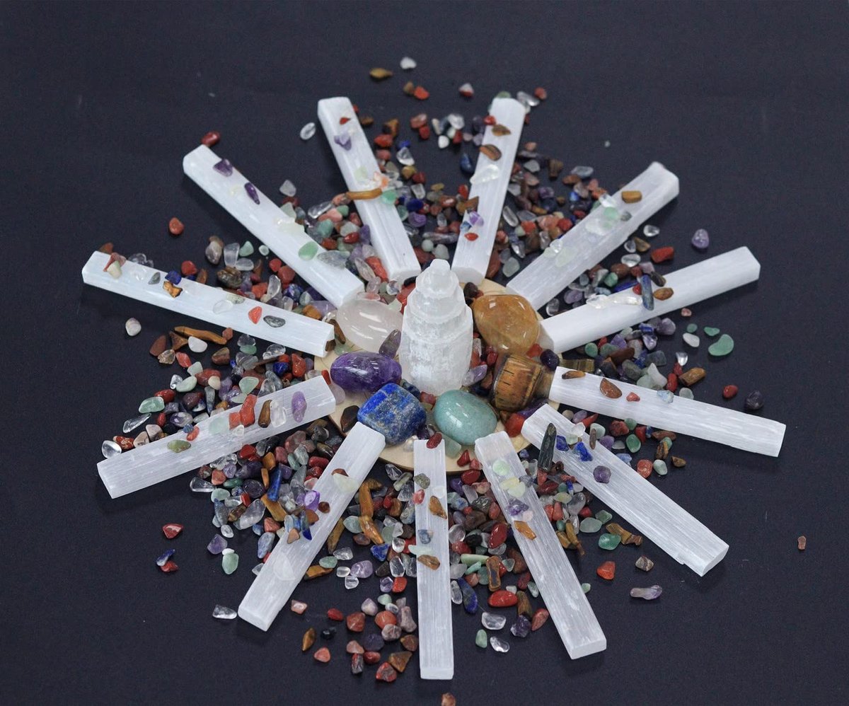 MAIBAOTA 4 Zoll Selenit-Kristallstab, Selenit-Sticks in Bulk, Selenit-Aufladeplatte, Reiki-Metaphysisches Zubehör, Wicca-Altar-Zubehör für Hexerei, 12 Stück