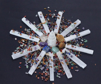 MAIBAOTA 4 Zoll Selenit-Kristallstab, Selenit-Sticks in Bulk, Selenit-Aufladeplatte, Reiki-Metaphysisches Zubehör, Wicca-Altar-Zubehör für Hexerei, 12 Stück